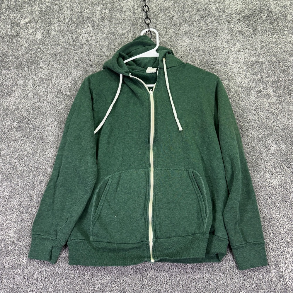 Vtg Maverick Hoodie Mens Large Green Full Zip Fleece Sweatshirt Casual USA